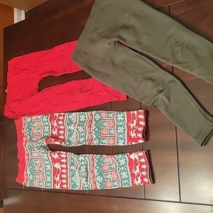 Set of 3- kids Christmas leggings combo.